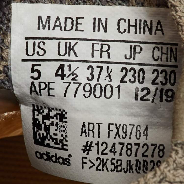 Pre Owned Yeezy x Adidas Grey/Beige Knit Fabric Boost 380 Mist Non-Reflective Sneakers Size 37 1/3