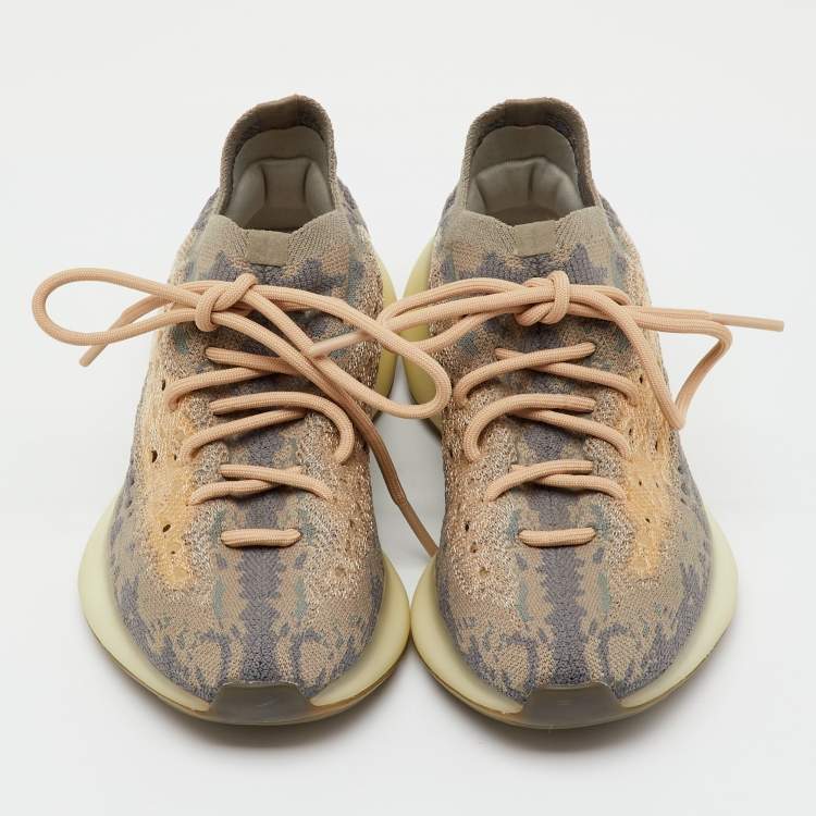 Pre Owned Yeezy x Adidas Grey/Beige Knit Fabric Boost 380 Mist Non-Reflective Sneakers Size 37 1/3