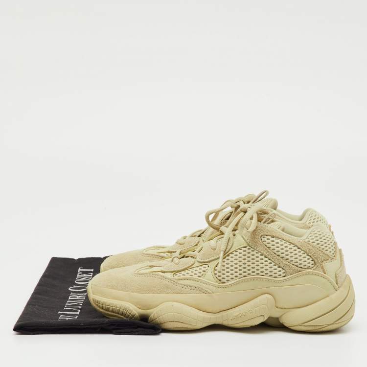 Pre Owned Yeezy x Adidas Cream Suede and Mesh Yeezy 500 Super Moon Yellow Sneakers Size 37 1/3