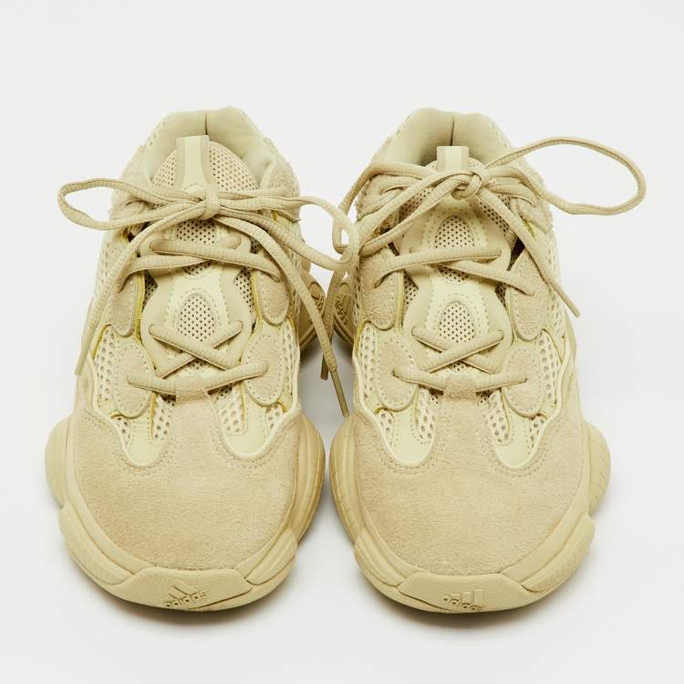 Pre Owned Yeezy x Adidas Cream Suede and Mesh Yeezy 500 Super Moon Yellow Sneakers Size 37 1/3