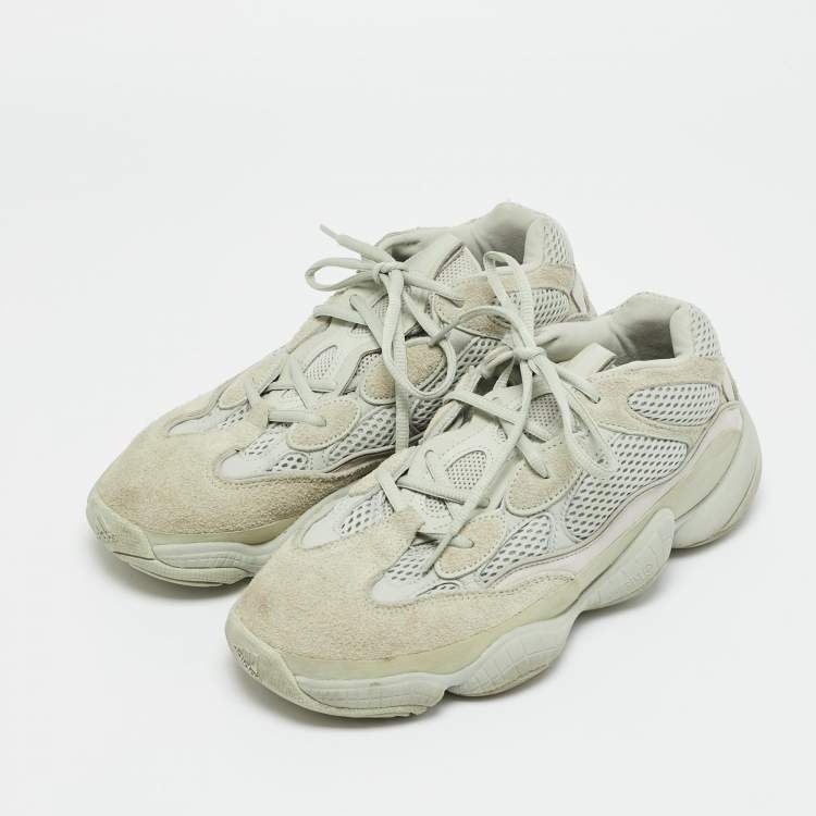 Pre Owned Yeezy x Adidas Grey Leather and Mesh 500 Salt Sneakers Size 42