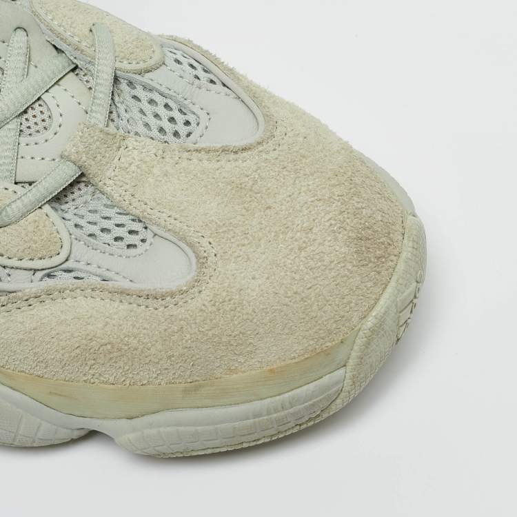 Pre Owned Yeezy x Adidas Grey Leather and Mesh 500 Salt Sneakers Size 42