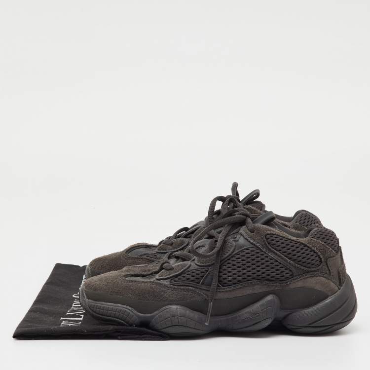 Pre Owned Yeezy x Adidas Grey Mesh, Suede And Leather Yeezy 500 Utility Black Sneakers Size 36 2/3