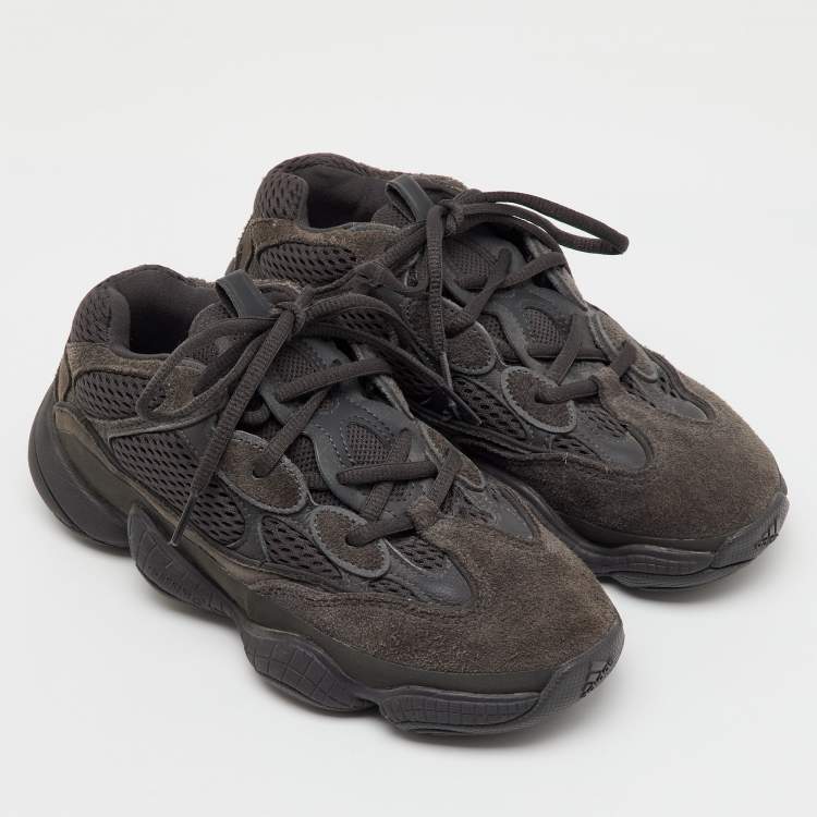 Pre Owned Yeezy x Adidas Grey Mesh, Suede And Leather Yeezy 500 Utility Black Sneakers Size 36 2/3