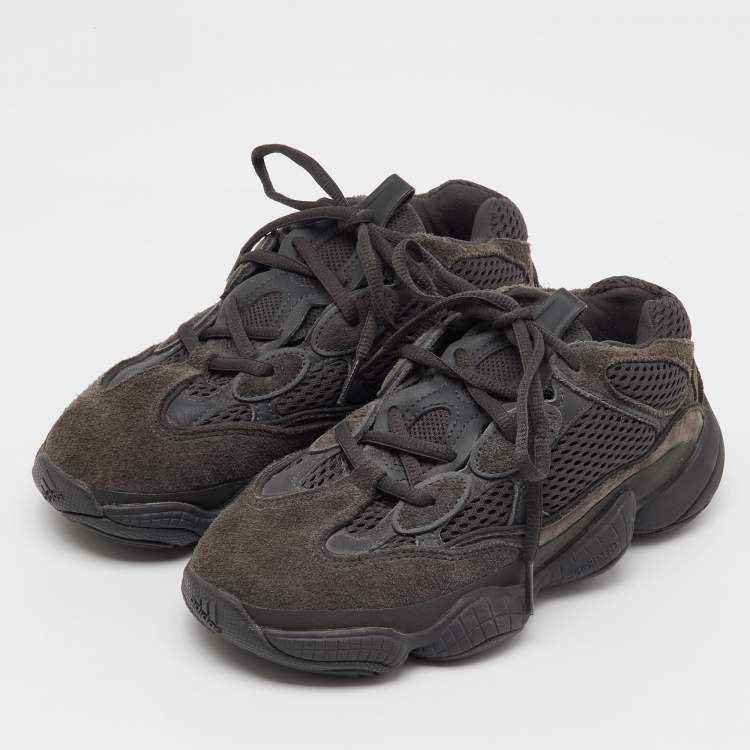 Pre Owned Yeezy x Adidas Grey Mesh, Suede And Leather Yeezy 500 Utility Black Sneakers Size 36 2/3