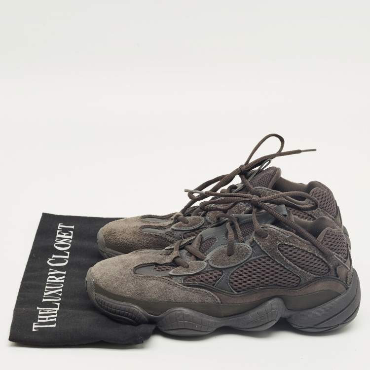 Pre Owned Yeezy x Adidas Black Mesh and Suede 500 Utility Black Sneakers Size 38