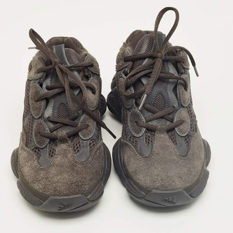 Pre Owned Yeezy x Adidas Black Mesh and Suede 500 Utility Black Sneakers Size 38
