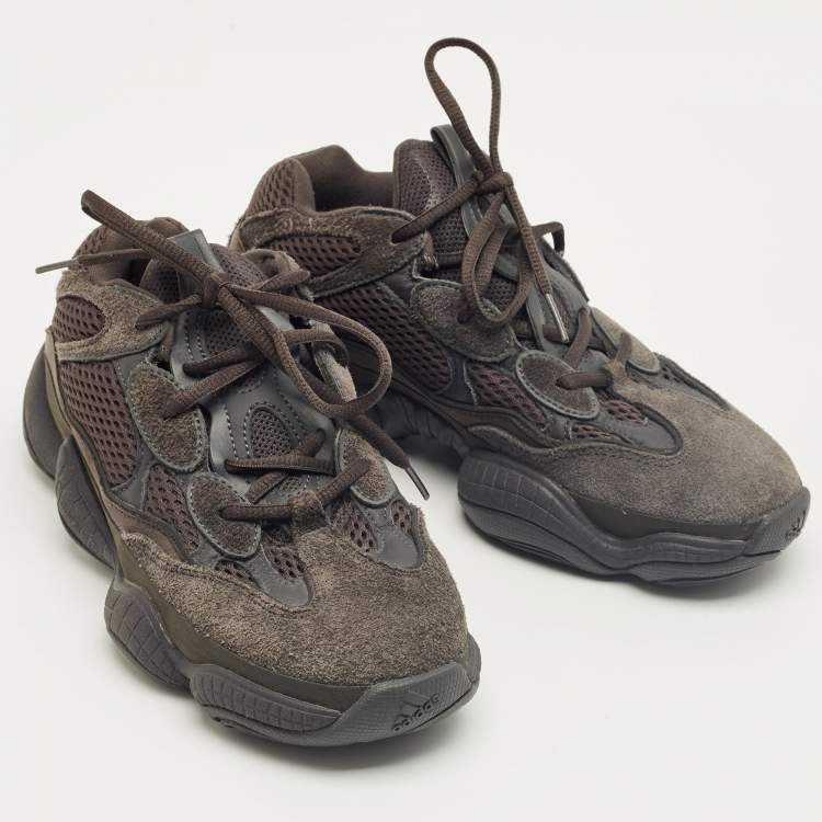 Pre Owned Yeezy x Adidas Black Mesh and Suede 500 Utility Black Sneakers Size 38