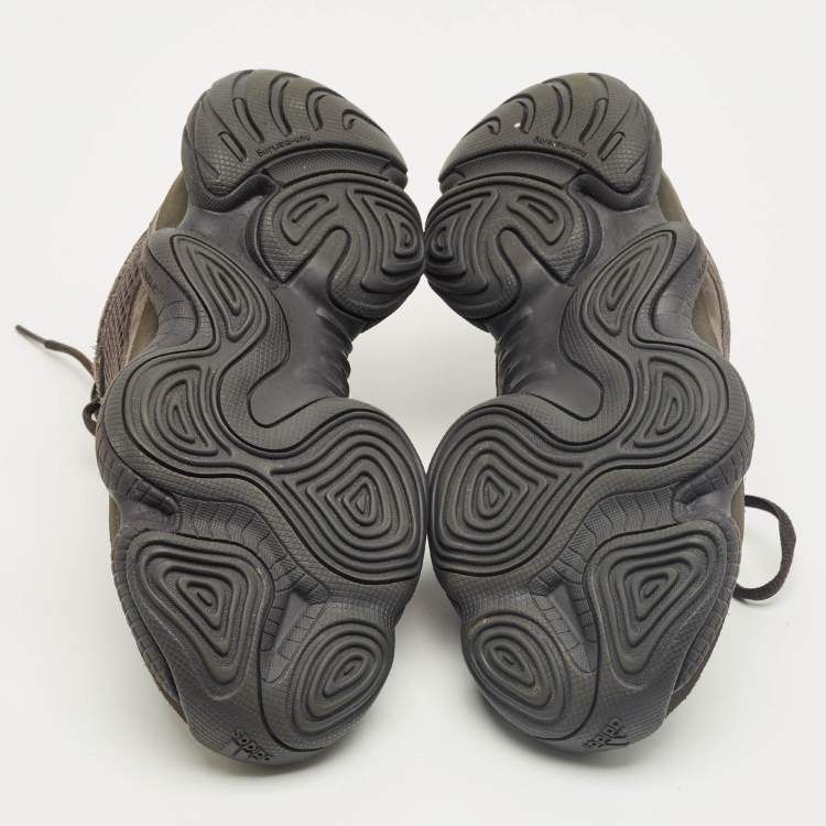 Pre Owned Yeezy x Adidas Black Mesh and Suede 500 Utility Black Sneakers Size 38