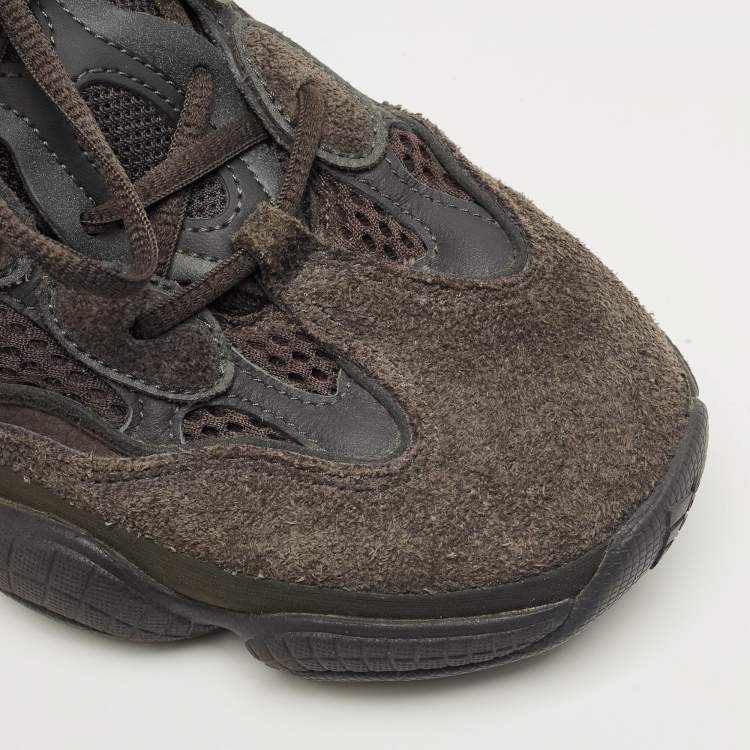 Pre Owned Yeezy x Adidas Black Mesh and Suede 500 Utility Black Sneakers Size 38