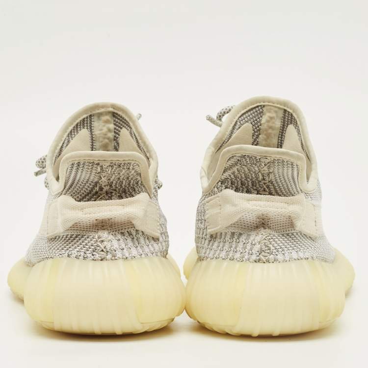 Pre Owned Yeezy x Adidas White/Grey Knit Fabric Boost 350 V2 Static (Non Reflective) Sneakers Size 42