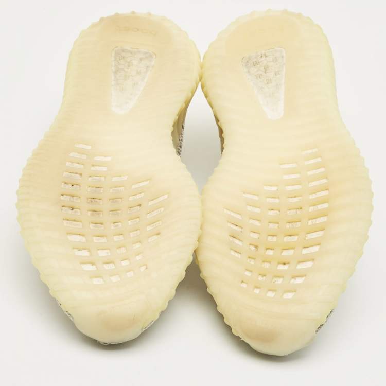 Pre Owned Yeezy x Adidas White/Grey Knit Fabric Boost 350 V2 Static (Non Reflective) Sneakers Size 42