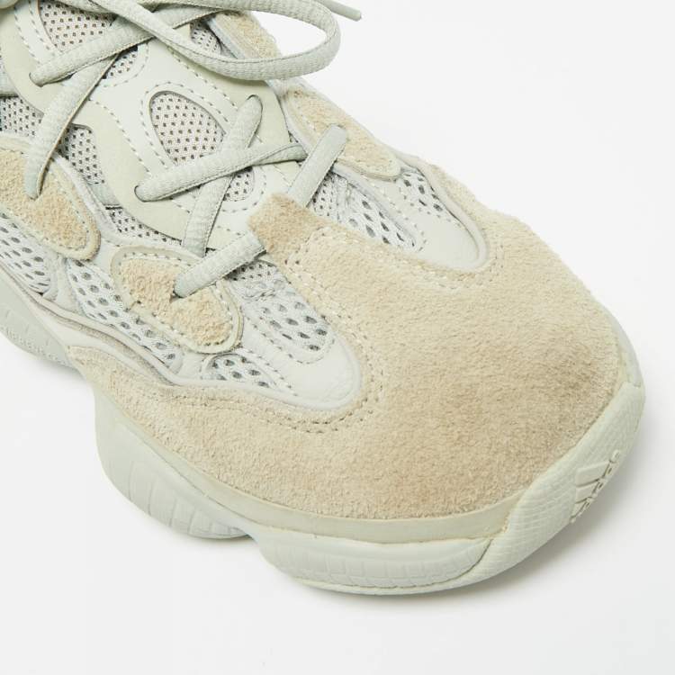 Pre Owned Yeezy x Adidas Grey Leather and Mesh 500 Salt Sneakers Size 38