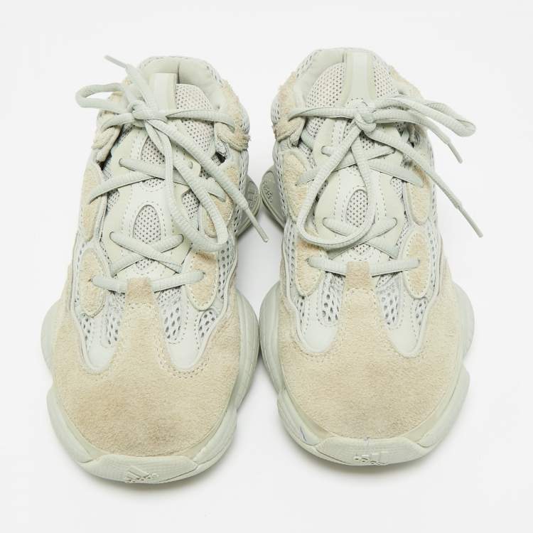 Pre Owned Yeezy x Adidas Grey Leather and Mesh 500 Salt Sneakers Size 38