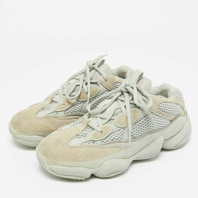 Pre Owned Yeezy x Adidas Grey Leather and Mesh 500 Salt Sneakers Size 38