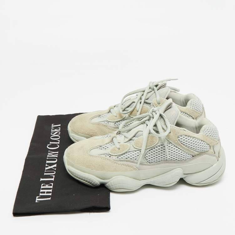 Pre Owned Yeezy x Adidas Grey Leather and Mesh 500 Salt Sneakers Size 38