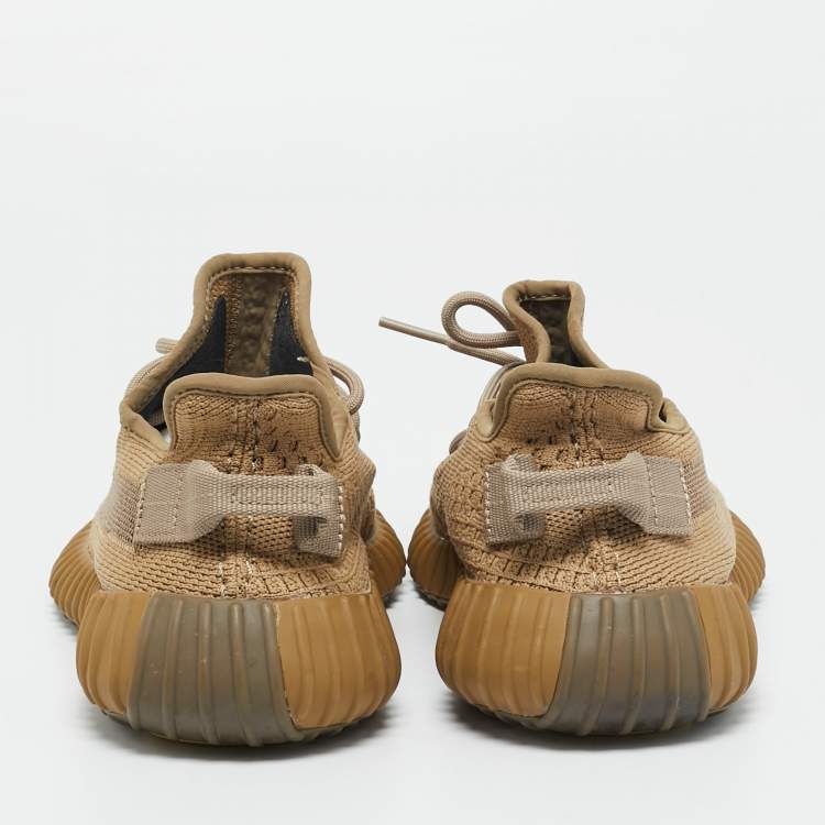 Pre Owned Yeezy x Adidas Boost 350 V2 Earth Size 39 1/3 Brown Knit Fabric Low Top Sneakers