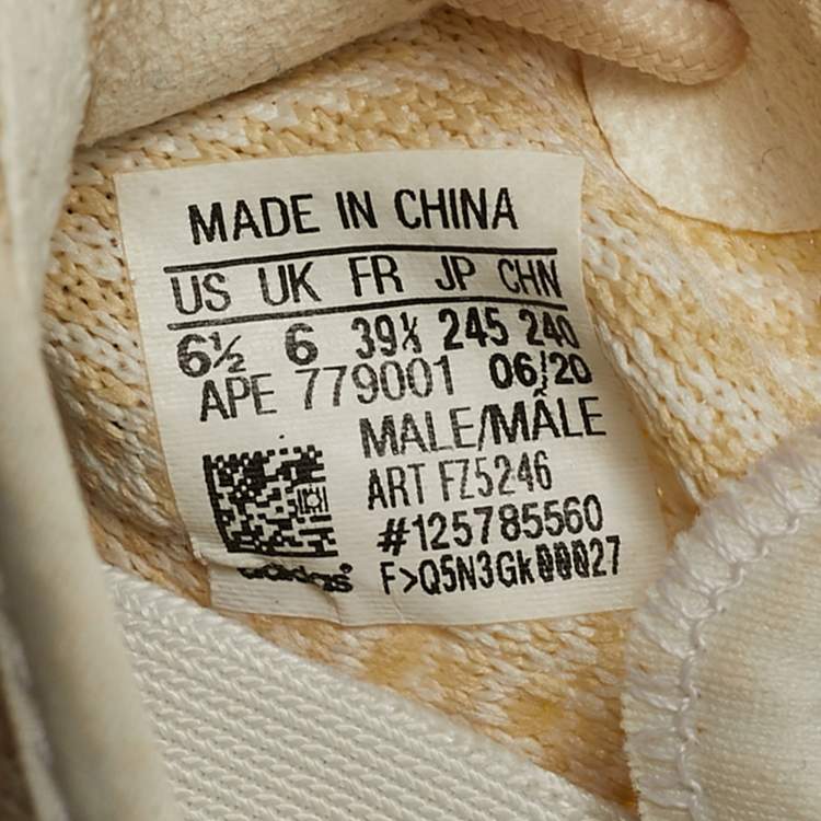 Pre Owned Yeezy x Adidas Boost 350 V2 Natural Size 39 1/3 Beige Knit Fabric Low Top Sneakers