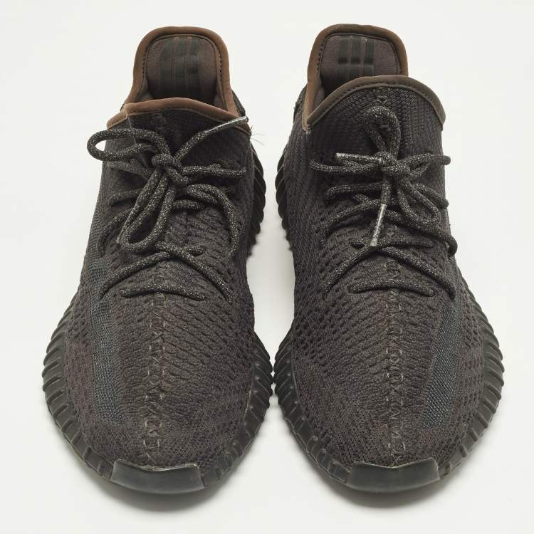 Pre Owned Yeezy x Adidas Boost 350 V2 Black (Non-Reflective) Size 45 1/3 Black Knit Fabric Low Top Sneakers