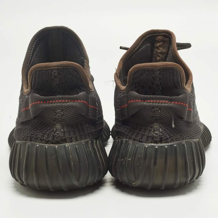 Pre Owned Yeezy x Adidas Boost 350 V2 Black (Non-Reflective) Size 45 1/3 Black Knit Fabric Low Top Sneakers