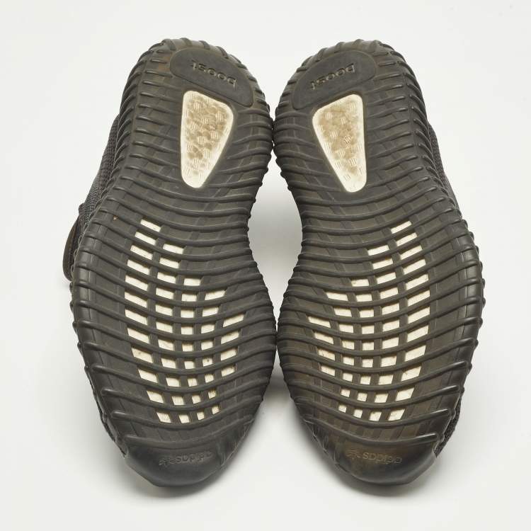 Pre Owned Yeezy x Adidas Boost 350 V2 Black (Non-Reflective) Size 45 1/3 Black Knit Fabric Low Top Sneakers