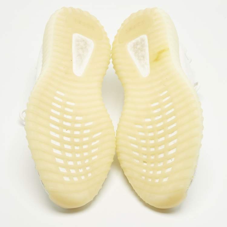 Pre Owned Yeezy x Adidas Boost 350 V2 Cream Size 43 1/3 White Knit Fabric Low Top Sneakers