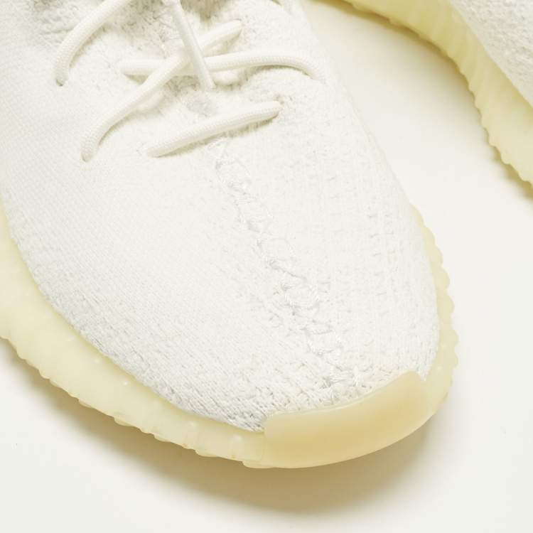 Pre Owned Yeezy x Adidas Boost 350 V2 Cream Size 43 1/3 White Knit Fabric Low Top Sneakers