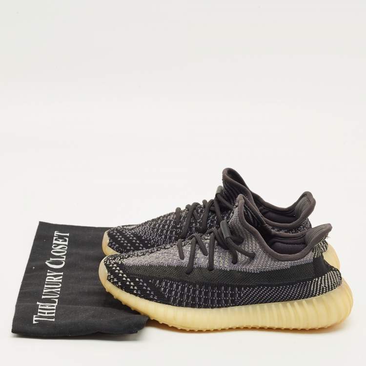 Pre Owned Yeezy x Adidas Boost 350 V2 Size 38 Black/Grey Knit Fabric Low Top Sneakers