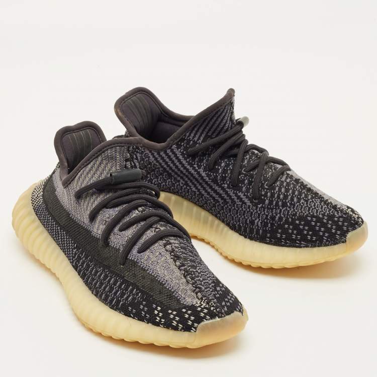 Pre Owned Yeezy x Adidas Boost 350 V2 Size 38 Black/Grey Knit Fabric Low Top Sneakers