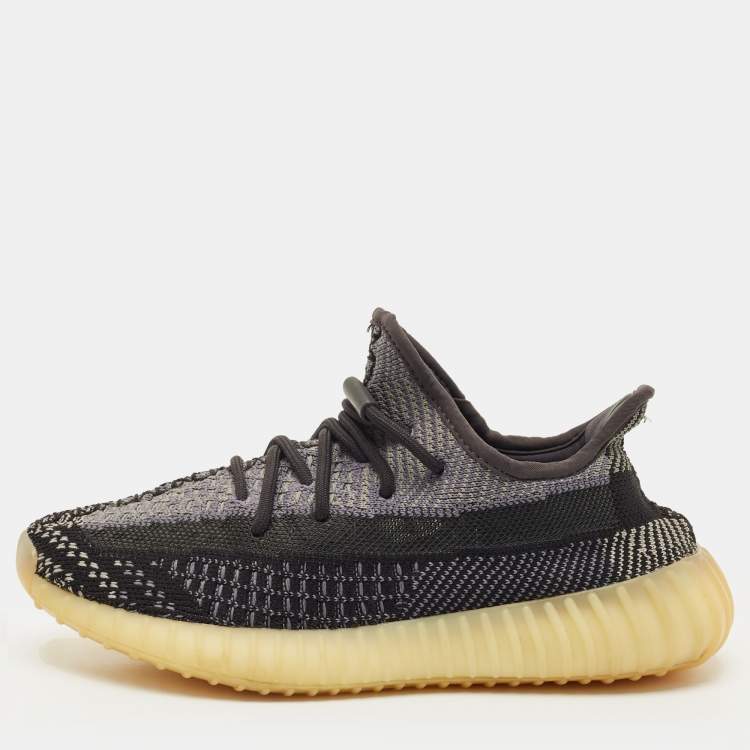 Pre Owned Yeezy x Adidas Boost 350 V2 Size 38 Black/Grey Knit Fabric Low Top Sneakers