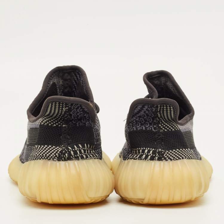 Pre Owned Yeezy x Adidas Boost 350 V2 Size 38 Black/Grey Knit Fabric Low Top Sneakers