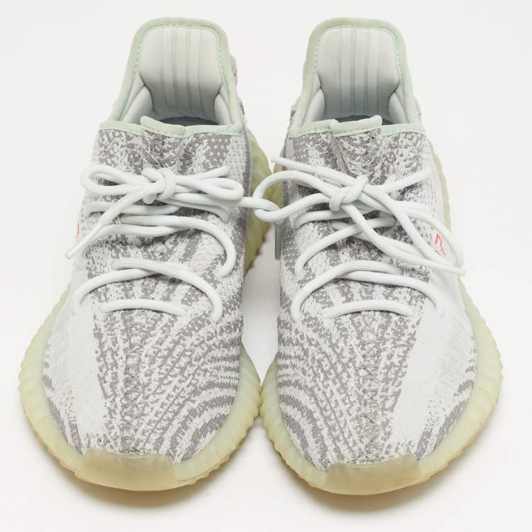 Pre Owned Yeezy x Adidas Boost 350 V2 Size 44 Grey Knit Fabric Low Top Sneakers