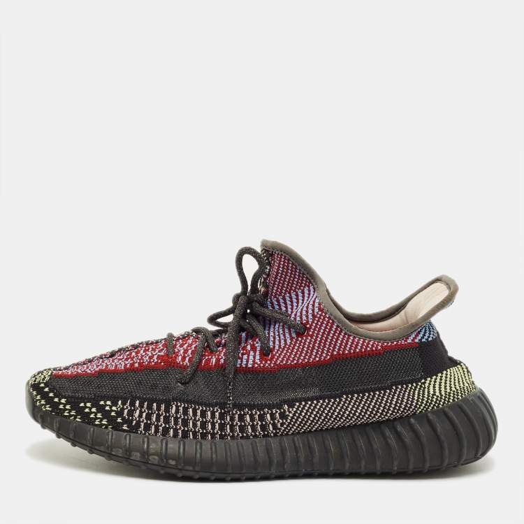 Pre Owned Yeezy x Adidas Boost 350 V2 Size 44.5 Multicolor Knit Fabric Low Top Sneakers