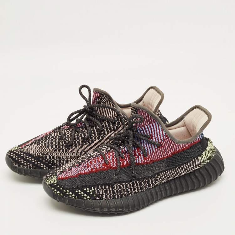 Pre Owned Yeezy x Adidas Boost 350 V2 Size 44.5 Multicolor Knit Fabric Low Top Sneakers