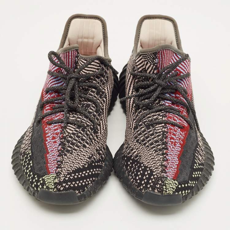 Pre Owned Yeezy x Adidas Boost 350 V2 Size 44.5 Multicolor Knit Fabric Low Top Sneakers