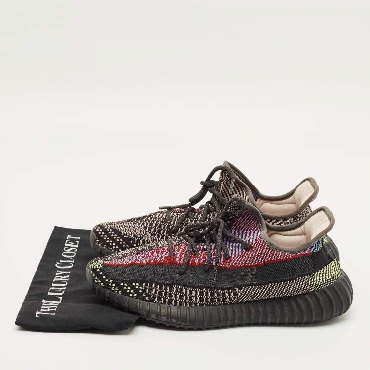 Pre Owned Yeezy x Adidas Boost 350 V2 Size 44.5 Multicolor Knit Fabric Low Top Sneakers
