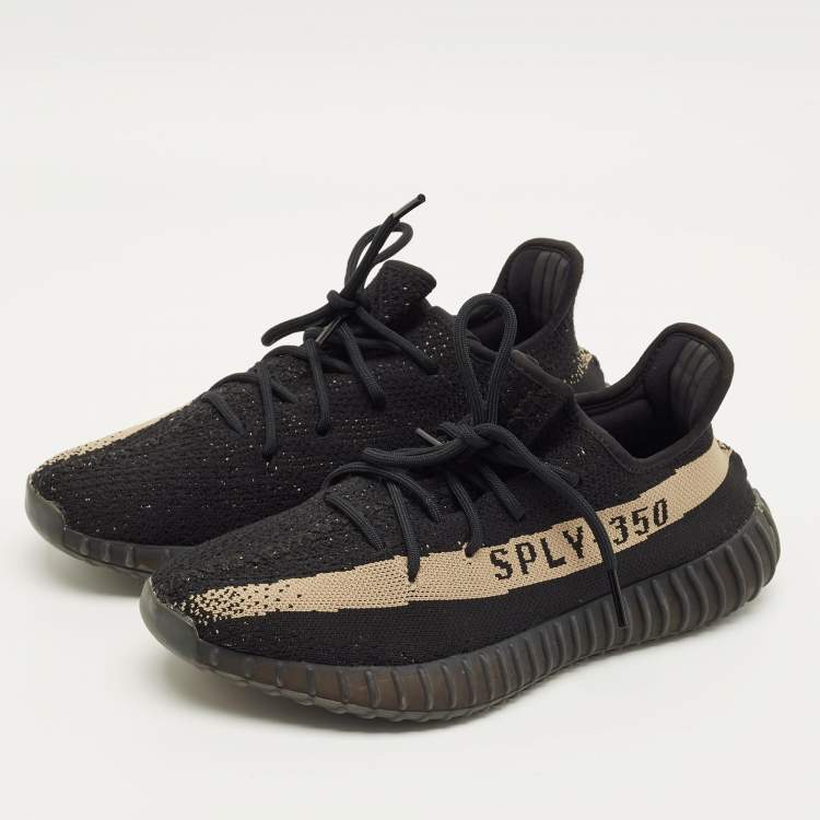 Pre Owned Yeezy x Adidas 350 V2 Size 44 Black Knit Fabric Low Top Sneakers