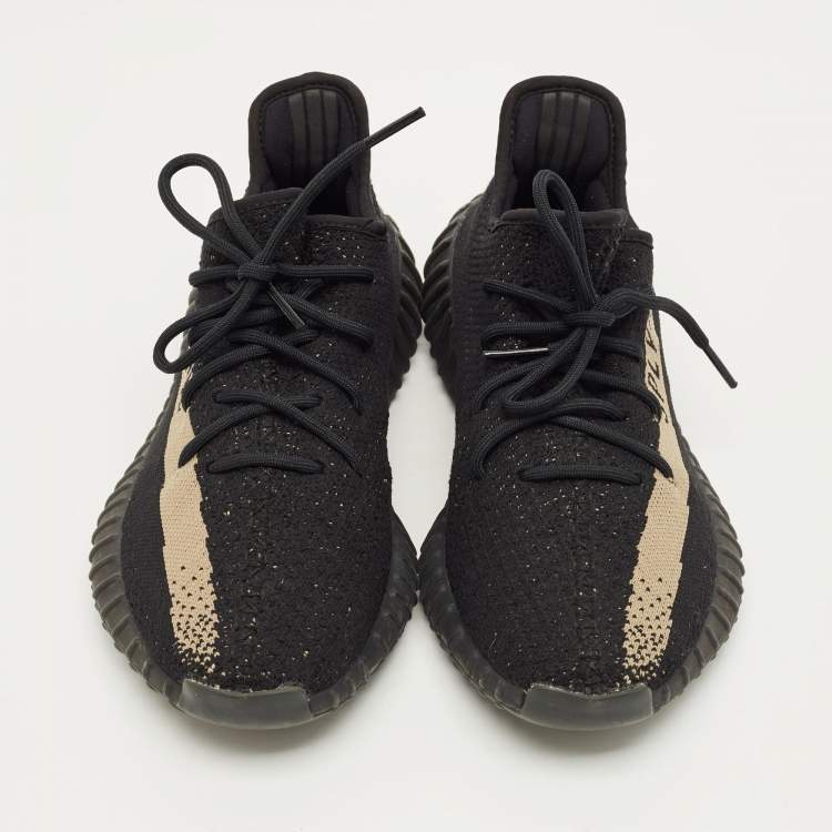 Pre Owned Yeezy x Adidas 350 V2 Size 44 Black Knit Fabric Low Top Sneakers