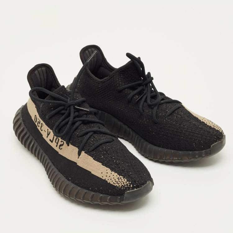 Pre Owned Yeezy x Adidas 350 V2 Size 44 Black Knit Fabric Low Top Sneakers