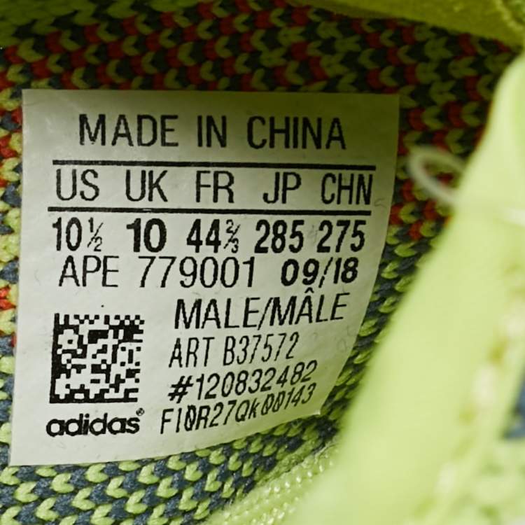 Pre Owned Yeezy x Adidas Boost 350 V2 Semi Frozen Size 44 2/3 Yellow Knit Fabric Low Top Sneakers