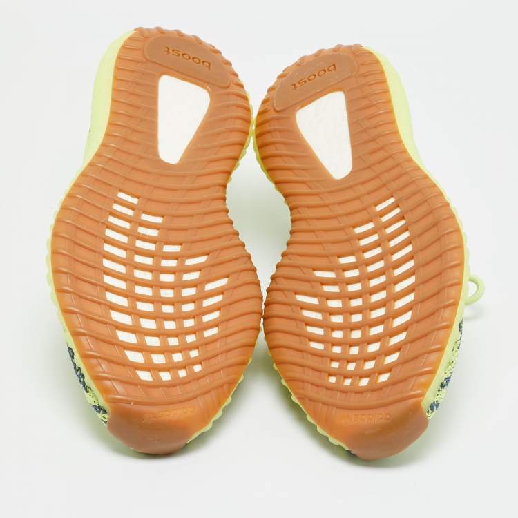 Pre Owned Yeezy x Adidas Boost 350 V2 Semi Frozen Size 44 2/3 Yellow Knit Fabric Low Top Sneakers