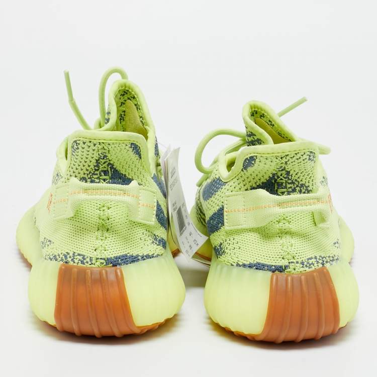 Pre Owned Yeezy x Adidas Boost 350 V2 Semi Frozen Size 44 2/3 Yellow Knit Fabric Low Top Sneakers