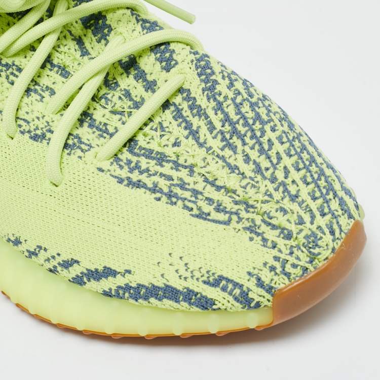 Pre Owned Yeezy x Adidas Boost 350 V2 Semi Frozen Size 44 2/3 Yellow Knit Fabric Low Top Sneakers