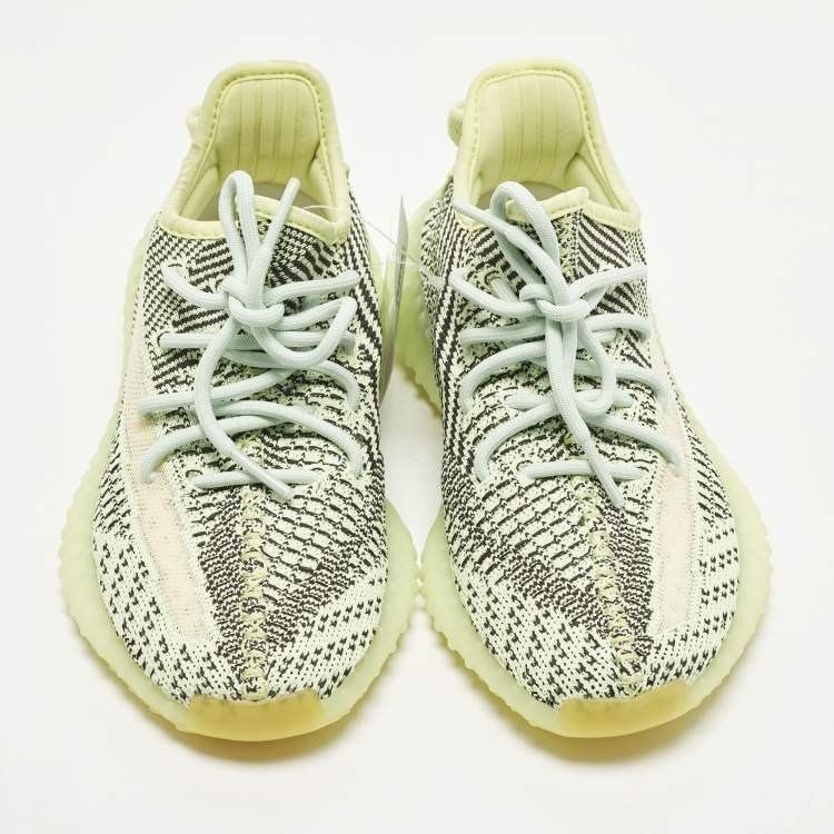 Pre Owned Yeezy x Adidas Boost 350 V2 Yeezreel (Non Reflective) Size 37 1/3 Green Knit Fabric Sneakers