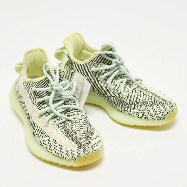 Pre Owned Yeezy x Adidas Boost 350 V2 Yeezreel (Non Reflective) Size 37 1/3 Green Knit Fabric Sneakers