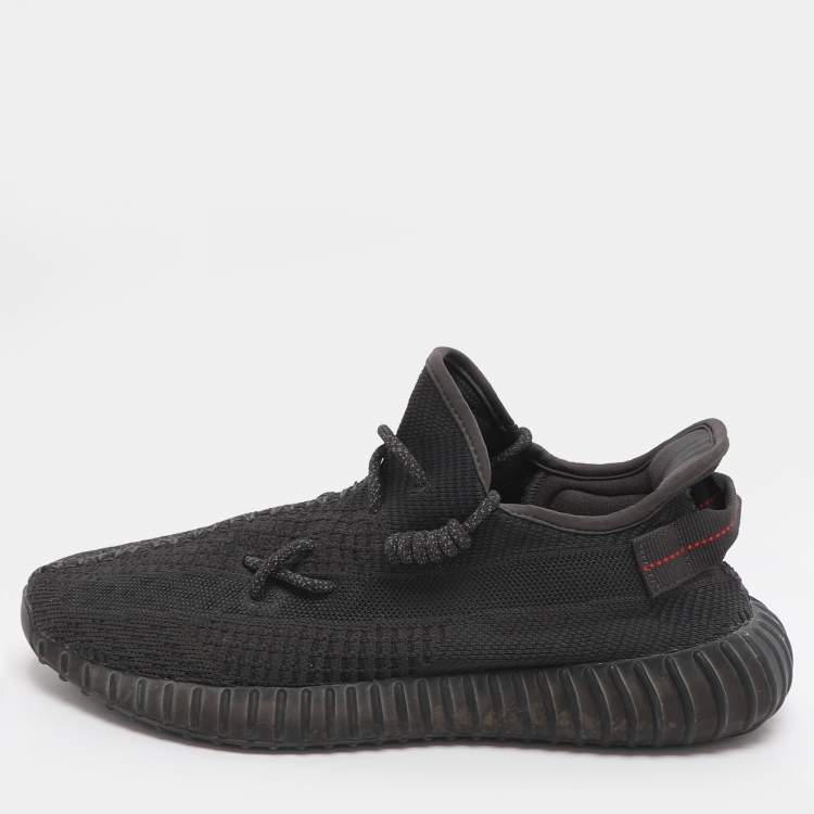Pre Owned Yeezy x Adidas Boost 350 V2 Size 44 2/3 Black Knit Fabric Low Top Sneakers