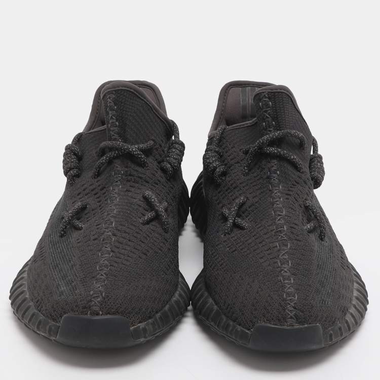 Pre Owned Yeezy x Adidas Boost 350 V2 Size 44 2/3 Black Knit Fabric Low Top Sneakers