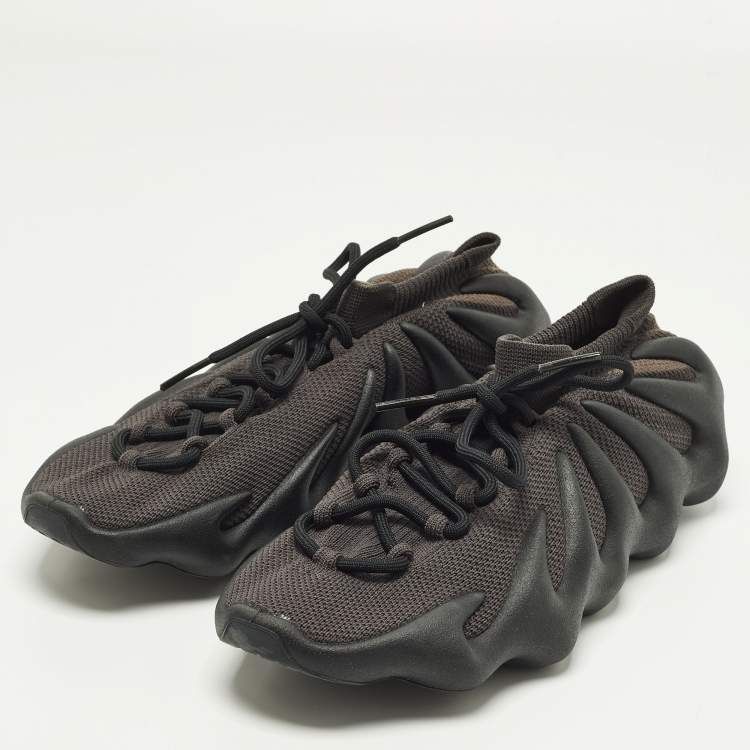 Pre Owned Yeezy x Adidas 450 Dark Slate Size 46 2/3 Black Knit Fabric Low Top Sneakers