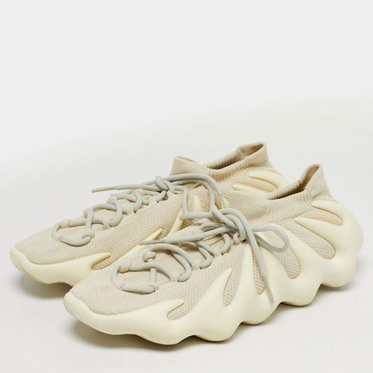 Pre Owned Yeezy x Adidas 450 Cloud White Size 46 2/3 Off White Knit Fabric Low Top Sneakers