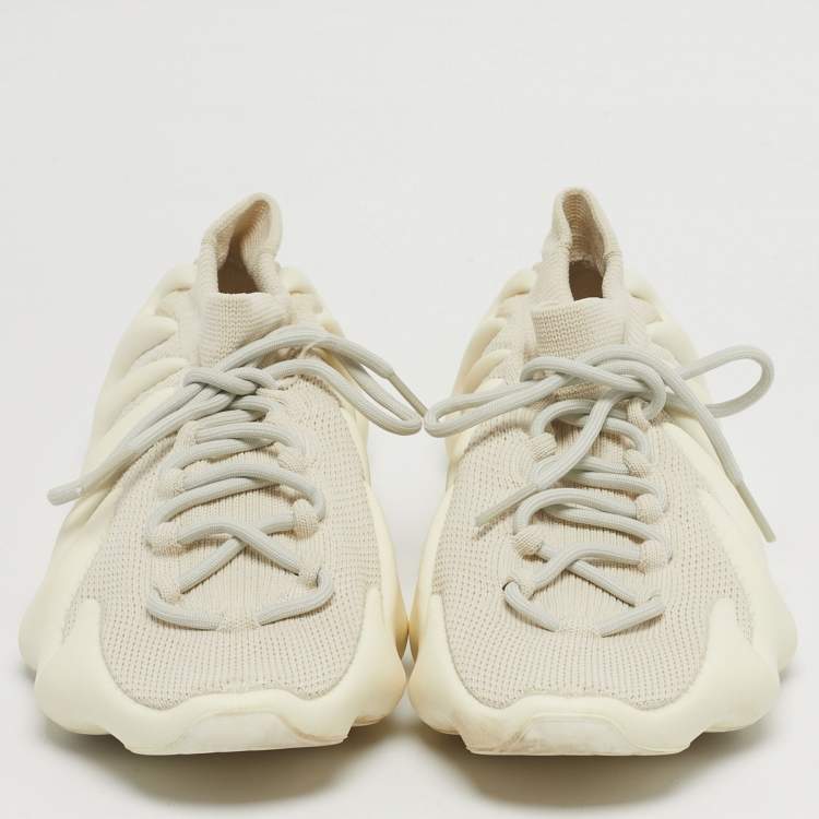 Pre Owned Yeezy x Adidas 450 Cloud White Size 46 2/3 Off White Knit Fabric Low Top Sneakers